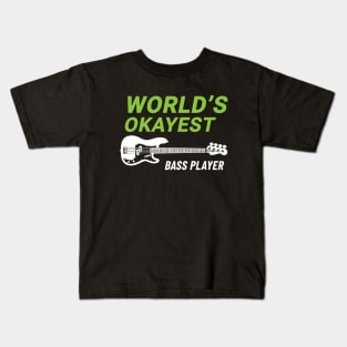 World's Okayest Bass Player P-Style Bass Guitar Dark Theme Kids T-Shirt